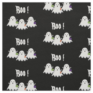 Three Cartoon Little Ghost Black Fabric