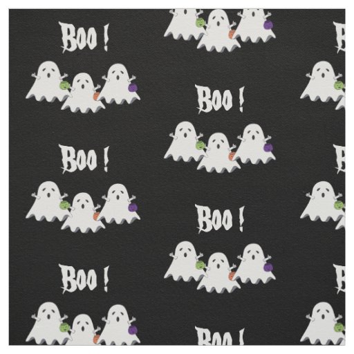 Three Cartoon Little Ghost Black Fabric
