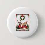 Three Cat Funny Christmas Cat Ugly Xmas Sweater Me Button