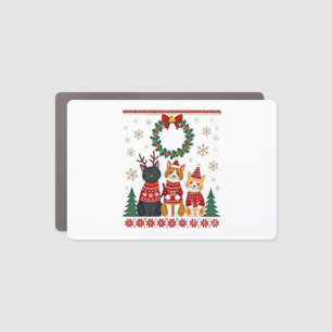 Three Cat Funny Christmas Cat Ugly Xmas Sweater Me Car Magnet