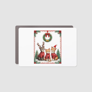 Three Cat Funny Christmas Cat Ugly Xmas Sweater Me Car Magnet