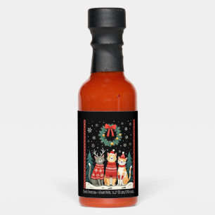 Three Cat Funny Christmas Cat Ugly Xmas Sweater Me Hot Sauces