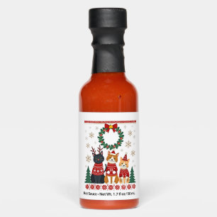Three Cat Funny Christmas Cat Ugly Xmas Sweater Me Hot Sauces