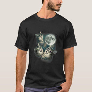 Three Cat Moon - Funny Three Wolves Kitten Parody T-Shirt