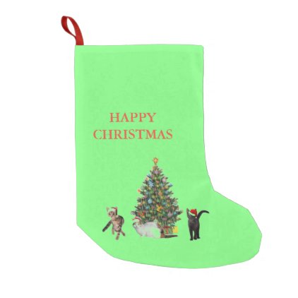 Three Cat Santas Small Christmas Stocking