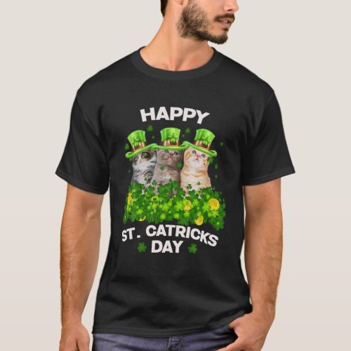 Three Cat St Patricks Day Happy St Patricks Day Ca T_Shirt