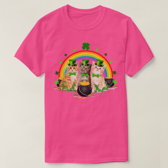 Three Cat St Patricks Day  Kitty Kitten Lover Iris T-Shirt (Design Front)