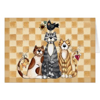 Three Cats - Blank Card