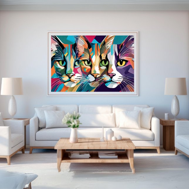Three Cats Colorful Poster (Three Cats Colorful Poster)