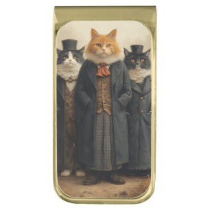 Three Cats Funny Illustration Money Clip