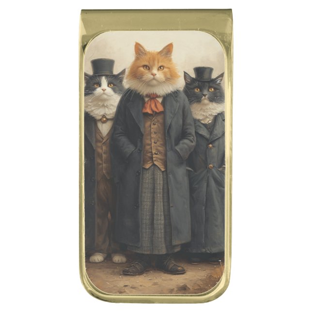 Three Cats Funny Illustration Money Clip (Front Vertical)