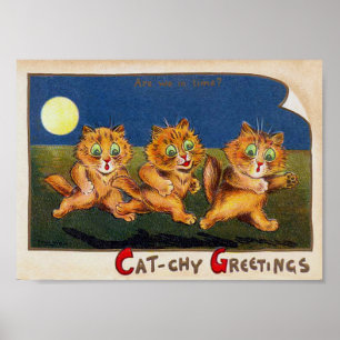 Three Cats in a Hurry, Louis Wain Poster