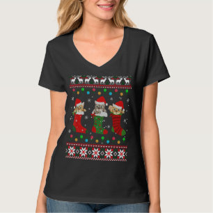 Three Cats In Socks Funny Christmas Cat Ugly Sweat T-Shirt