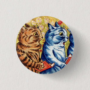 Three cats singing by Louis Wain Button