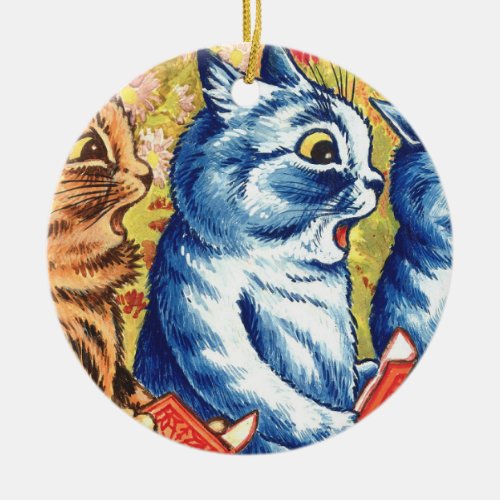 Three Cats Singing By Louis Wain Ceramic Ornament