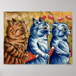 Three Cats Singing by Louis Wain Poster