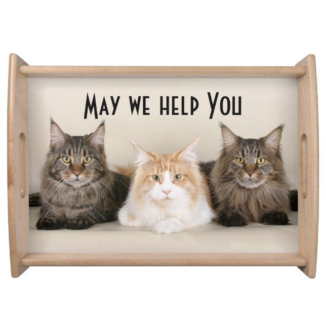 Three cats standing guard serving tray (Front)