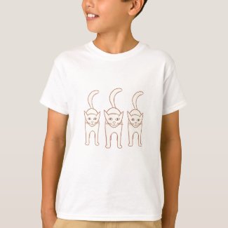 Three Cats Standing Outline Drawing Tshirts