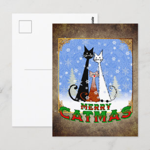 three cats wishing you 'Merry Catmas' Postcard