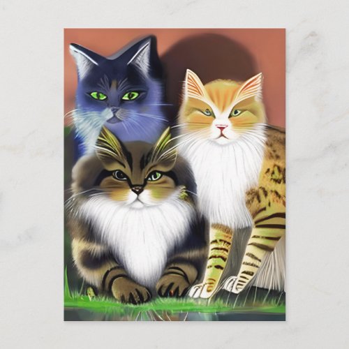 Three Cats with an Attitude  Postcard