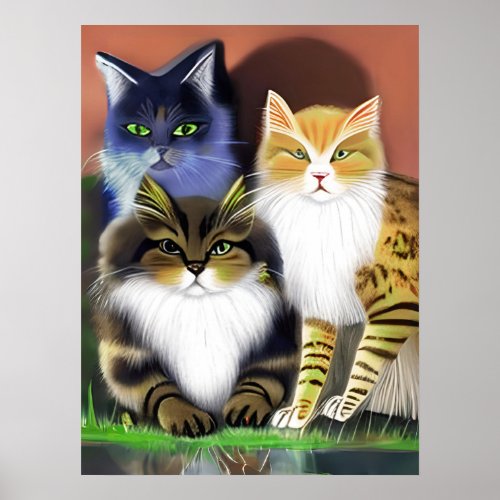 Three Cats with an Attitude Poster