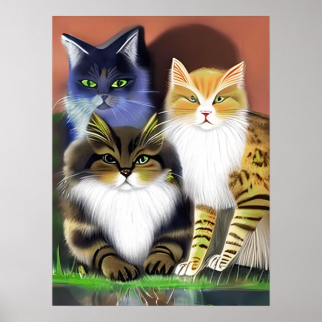 Three Cats with an Attitude Poster (Front)