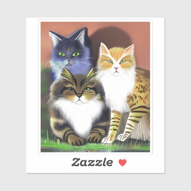 Three Cats with an Attitude  Sticker (Sheet)