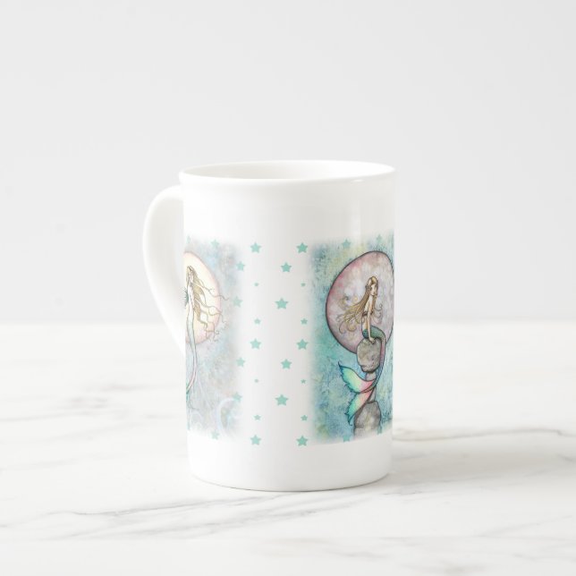Three Celestial Mermaids Tall Teacup Bone China Mug (Front Left)