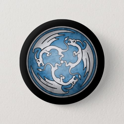 Three Celtic Dragons Button _ Blue