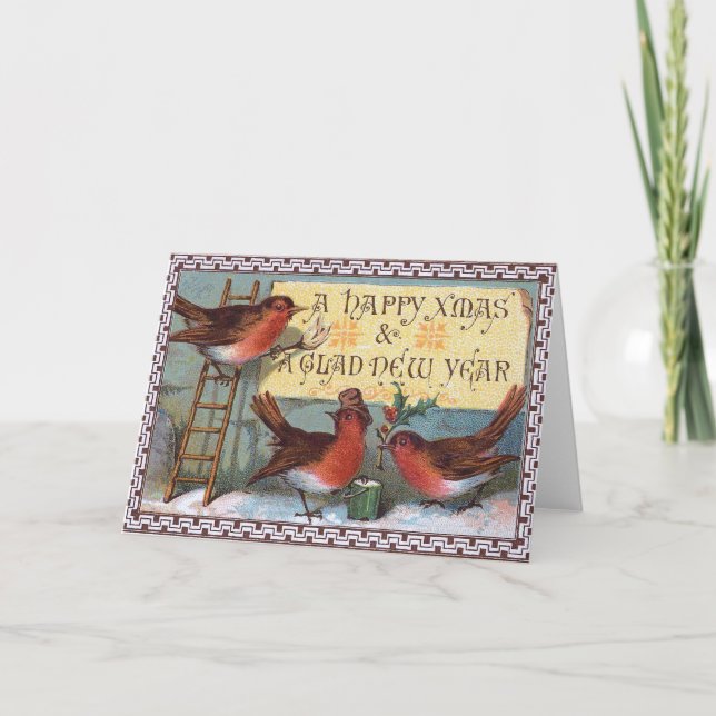 Three charming Birds Holiday Card (Front)