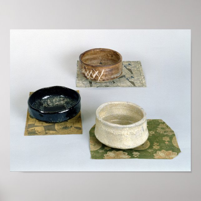 Three chawans used for tea ceremonies, c.1800 poster (Front)