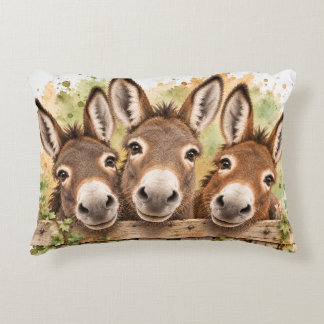 Three Cheeky Donkeys – Charming Farmyard Accent Pillow