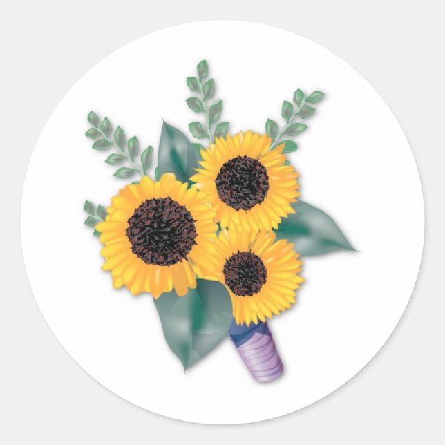 Three Cheerful Sunflowers Classic Round Sticker (Front)