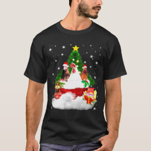 Three Chicken In Santa Bag Christmas Costume T-Shirt