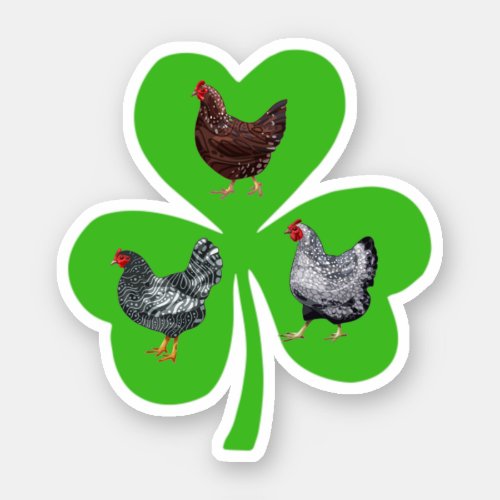 Three Chicken Shamrock St Patricks Day Irish Perf Sticker