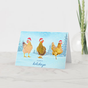 Three Chickens Christmas Card