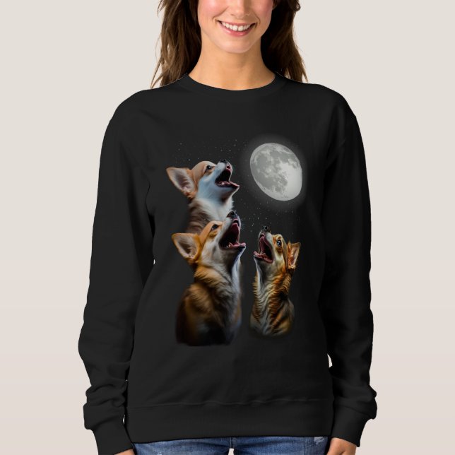 Three Chihuahuas Howling Chihuahuas Howl At Moon Sweatshirt (Front)