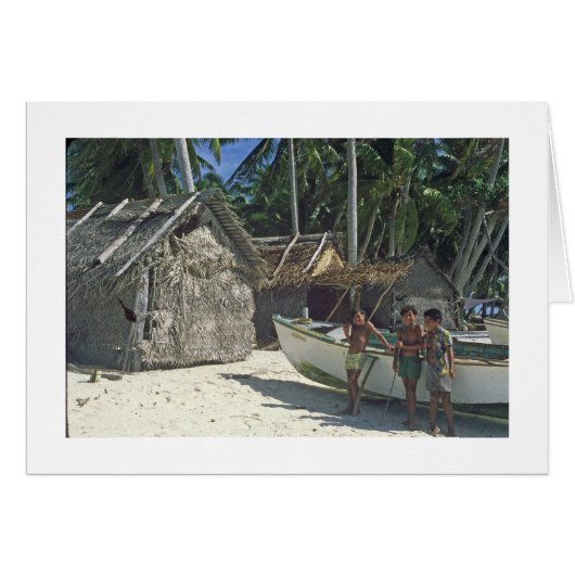 Three Children on the Beach at PUKAPUKA Cards (Front Horizontal)