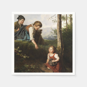 Three Children Picking Wild Berries in the Forest Napkins