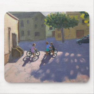 Three children with bicycles Spain Mouse Pad