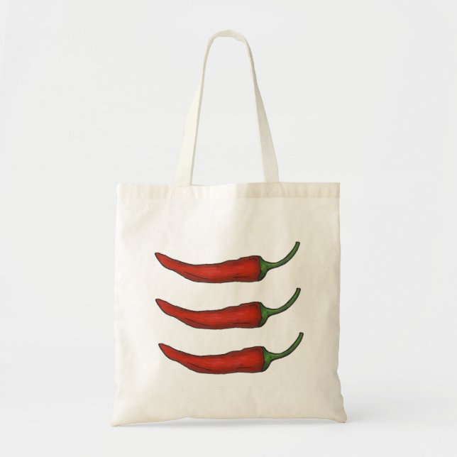 Three Chiles Hot Red Chili Pepper Peppers Tote (Front)