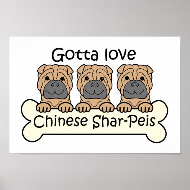 Three Chinese Shar-Peis Poster (Front)