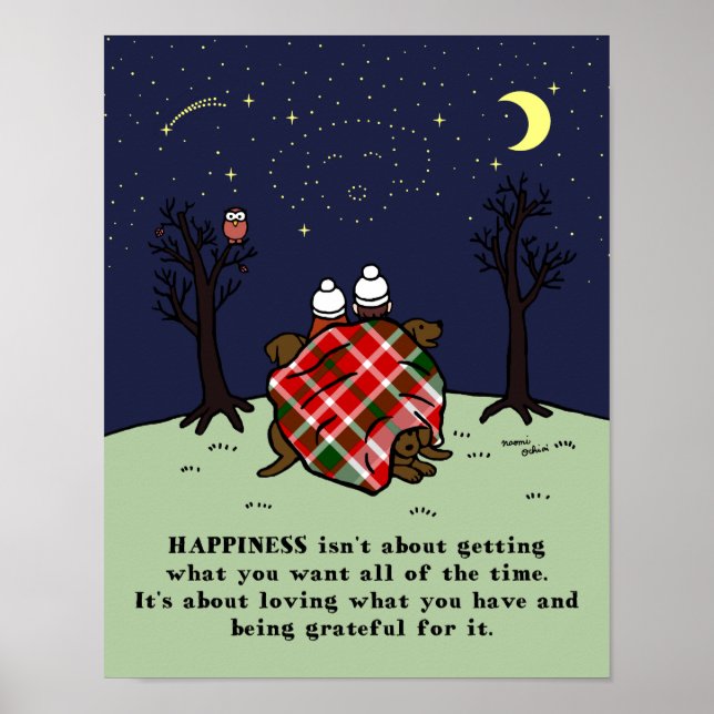 Three Chocolate Labradors Family and Starry Sky Poster (Front)