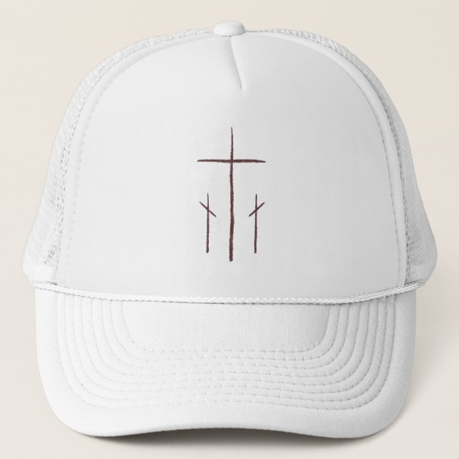 Three Christian Calvary Crosses Trucker Hat (Front)