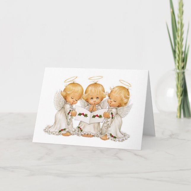 Three Christmas Angels Holiday Card (Front)