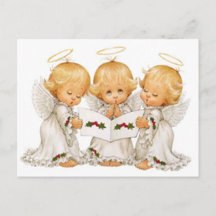 Three Christmas Angels Holiday Postcard