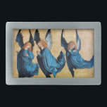 THREE CHRISTMAS ANGELS IN BLUE BELT BUCKLE<br><div class="desc">Elegant, artistic and classic design elaborated from a Renaissance painting.</div>