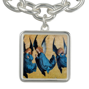 THREE CHRISTMAS ANGELS IN BLUE CHARM BRACELET