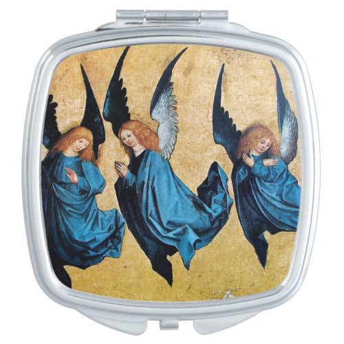 THREE CHRISTMAS ANGELS IN BLUE MAKEUP MIRROR