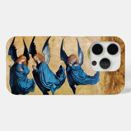 THREE CHRISTMAS ANGELS IN BLUE PARCHMENT  iPhone 15 PRO CASE